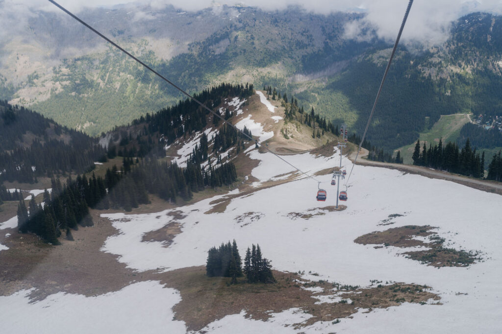 A view from the gondola at Crystal Mountain while riding up to the Mt. Rainier Platform on a summer wedding day.
